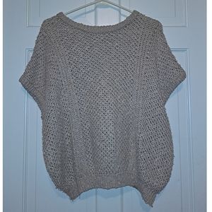 Liz Claiborne crochet short sleeve sweater blouse cream size Large